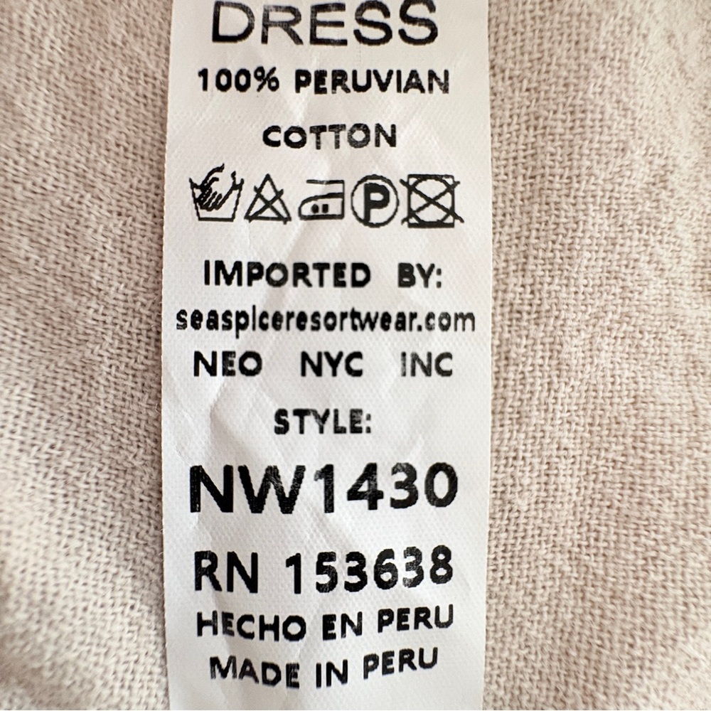 Seaspice Peruvian Cotton Tiered Western Maxi Dress L Sandstone Beige - Picture 12 of 12